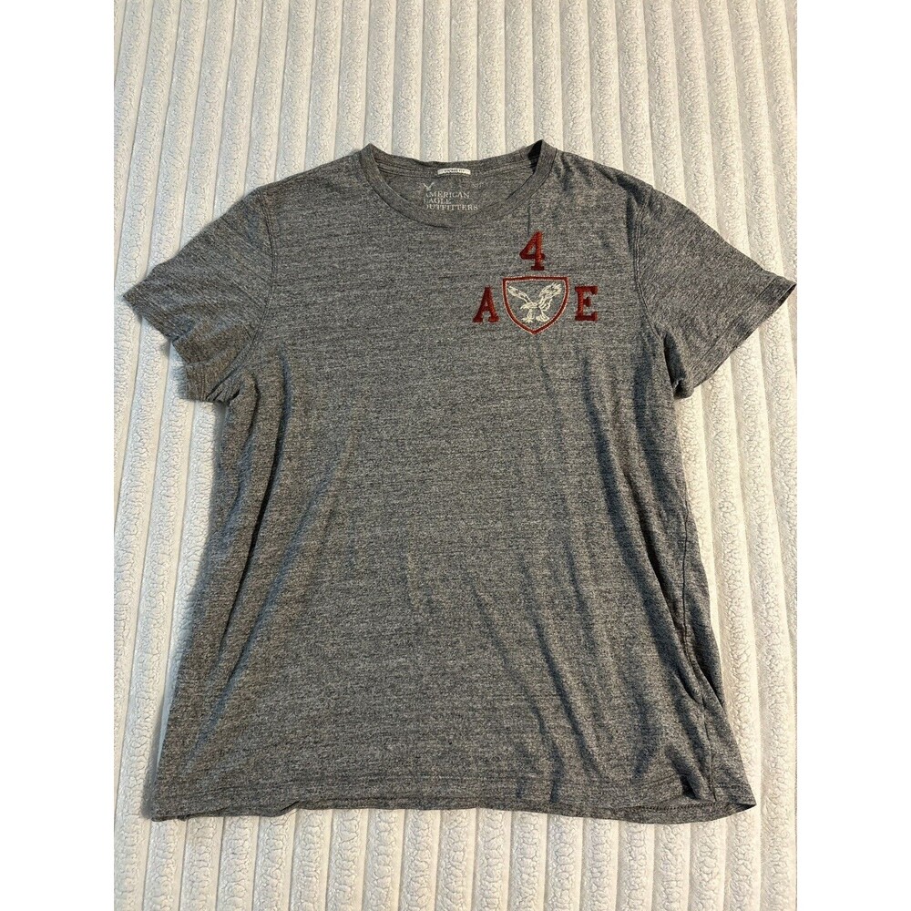 2010 American Eagle vintage fit logo Spellout t shirt men’s large gray red prep